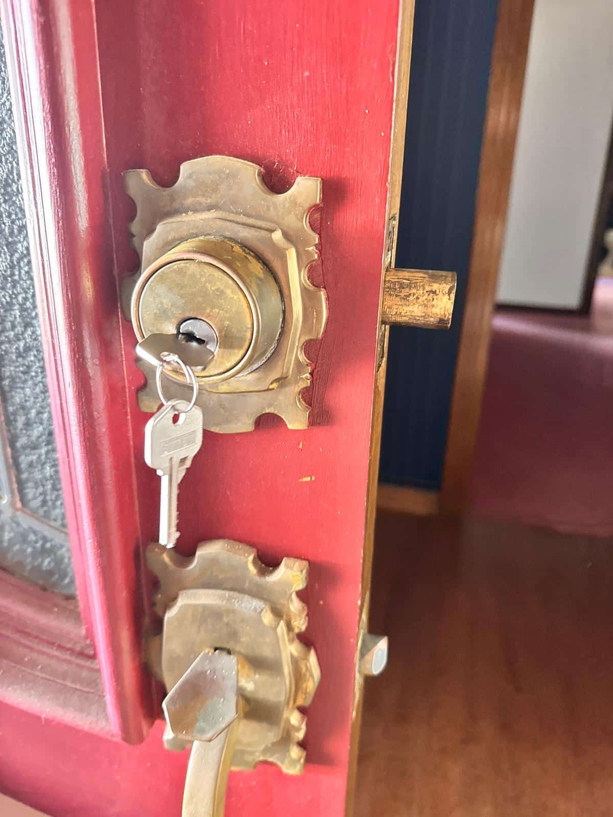 Locksmith opening a locked residential front door in Oklahoma City without damage
