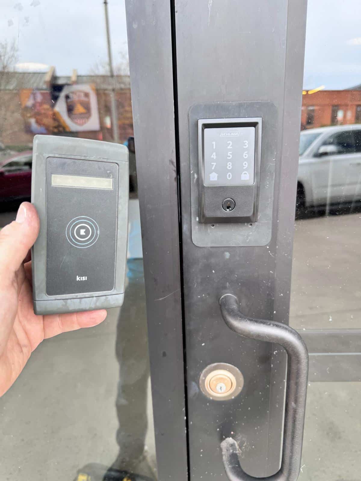 Access control hardware fitted by C&R Locksmith at a commercial property in Oklahoma City